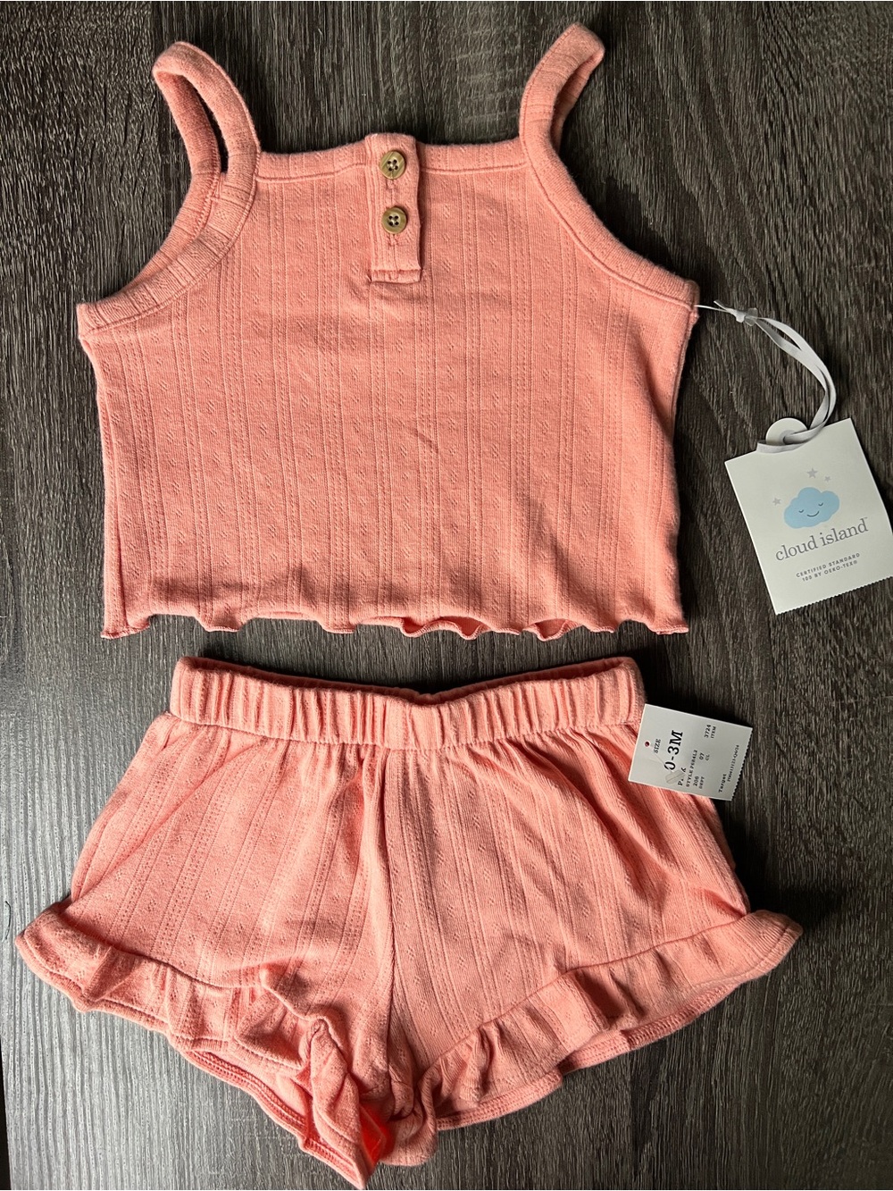 Cloud Island Ribbed 2-Piece Set | 0-3 Months | Peach Pink | NWT